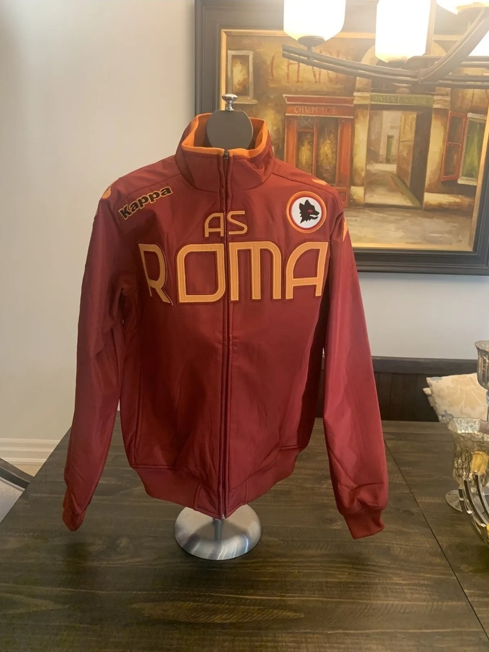 Kappa AS Roma Bomber Jacket - Maroon & Gold